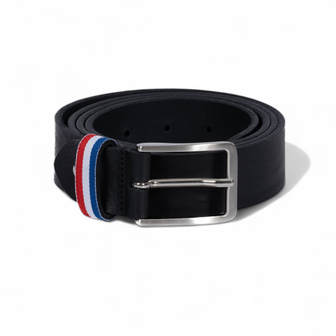 Leather belt Ruckfield French Rugby Club black