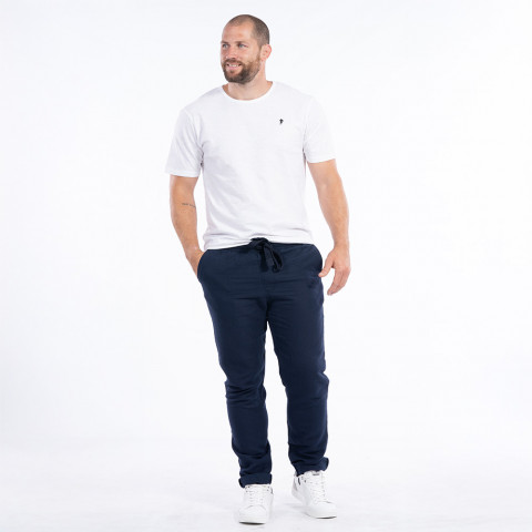 Pantalon en lin Ruckfield bleu marine