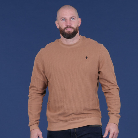 Pull léger col rond Ruckfield beige foncé