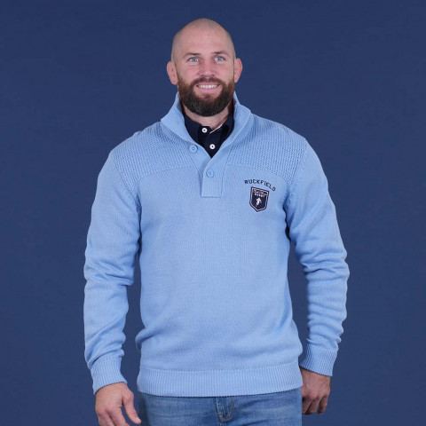 Pull Ruckfield col montant bleu ciel Members Club House Rugby