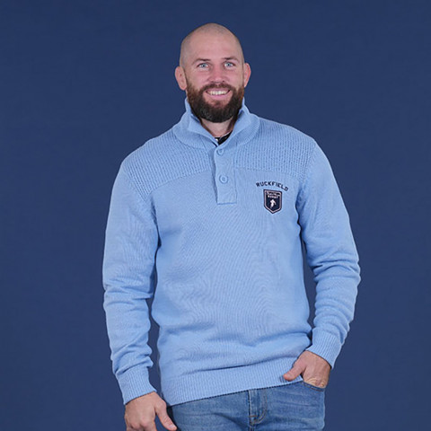 Pull Ruckfield col montant bleu ciel Members Club House Rugby