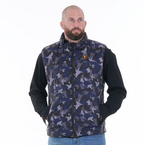 Doudoune sans manches réversible Ruckfield Maison de Rugby imprimé camouflage beu/gris/noir