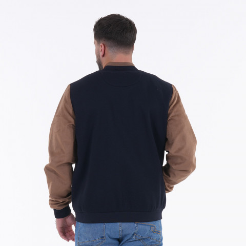 Blouson teddy bi-matière bleu marine