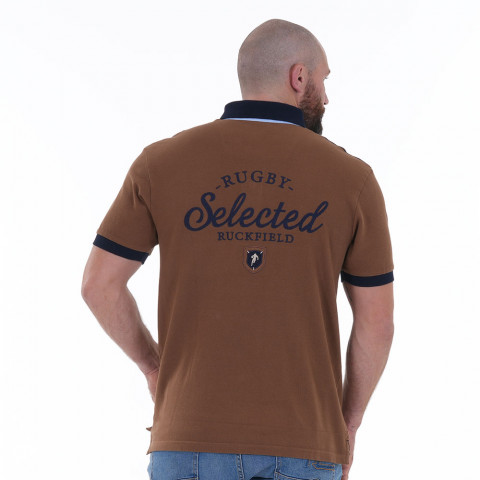 Polo à manches courtes Ruckfield Selected Rugby beige foncé