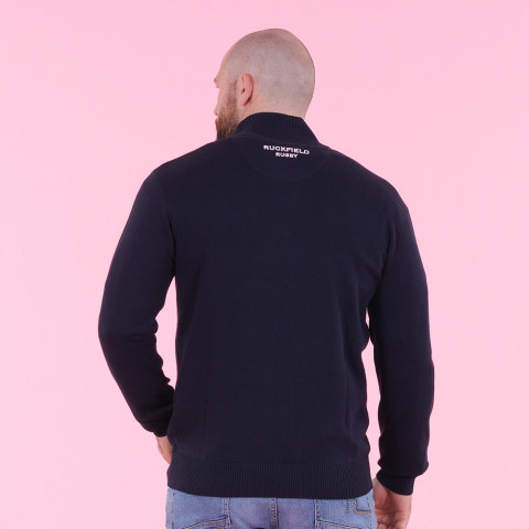 Pull col zippé Club Ruckfield bleu marine 