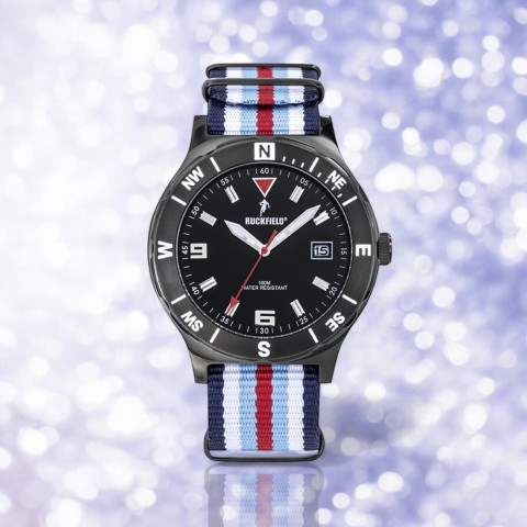 Montre homme Ruckfield bracelet Bleu/ Blanc/ Rouge