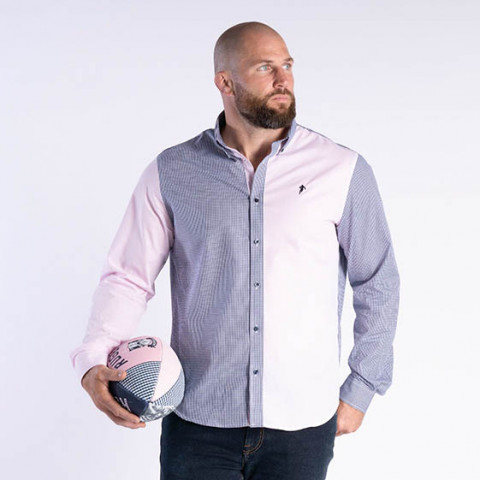 Chemise vichy Ruckfield Members Rugby Club House bleu marine et rose