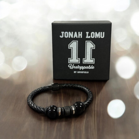 Bracelet tressé homme Jonah Lomu by Ruckfield noir 