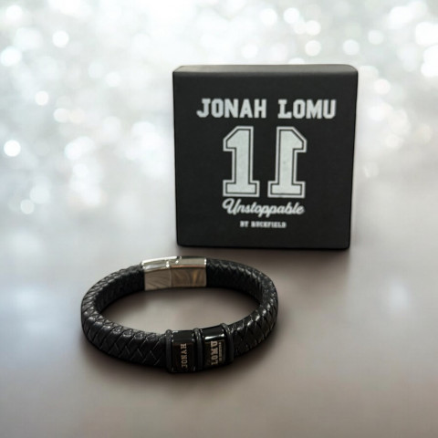 Bracelet en cuir large tresse homme Jonah Lomu by Ruckfield