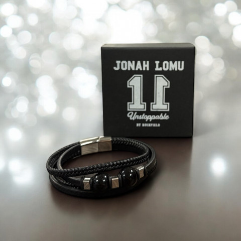 Bracelet homme multi rangs Jonah Lomu By Ruckfield noir 