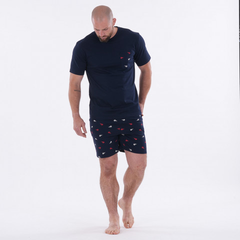 Pyjashort à motif Ruckfield marine