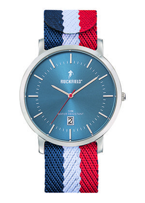 Montre homme Ruckfield bracelet tissu Bleu/Blanc/Rouge