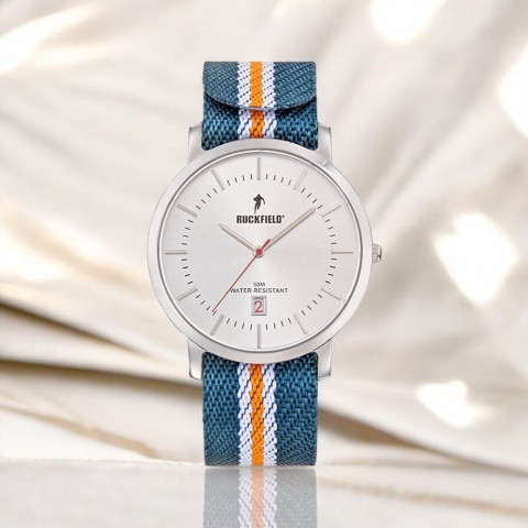 Montre Homme bracelet tissu Bleu/Blanc/Rouge