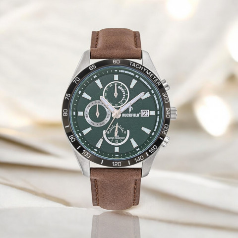 Montre Homme Ruckfield bracelet cuir marron