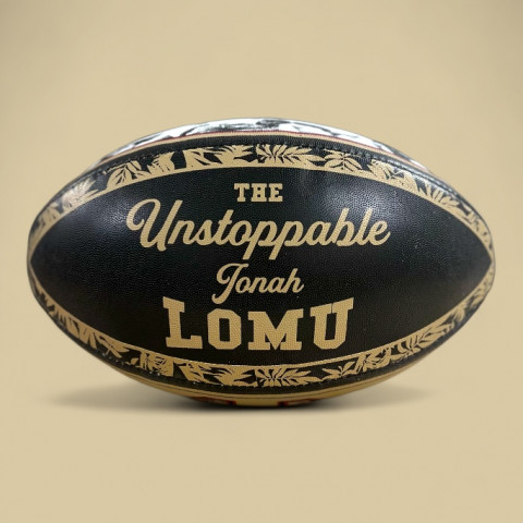 Ballon de rugby Jonah Lomu by Ruckfield or-noir