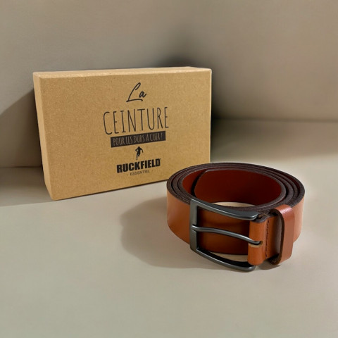 Ceinture en cuir Ruckfield marron et porte-clé