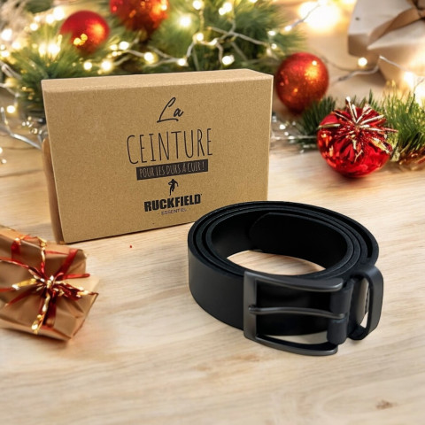 Ceinture en cuir Ruckfield noir et porte-clé