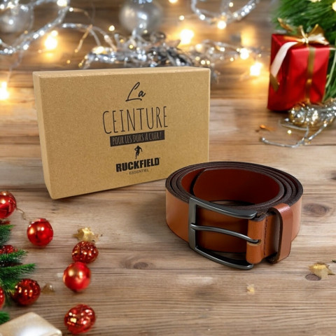 Ceinture en cuir Ruckfield cognac et porte-clé