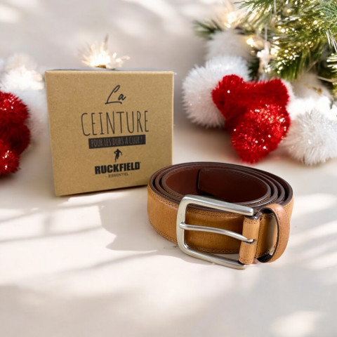 Ceinture Ruckfield 100% cuir homme cognac