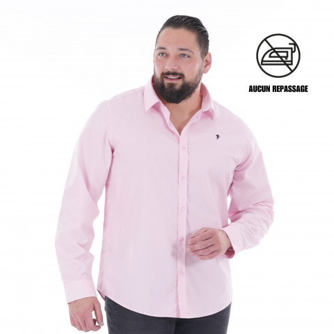 Chemise no-iron à manches longues Ruckfield essentiel rose