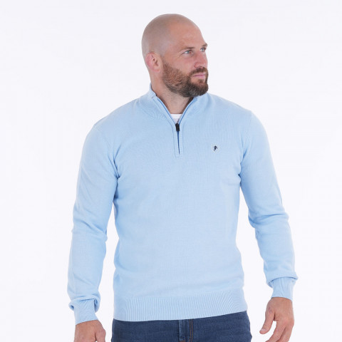 Pull demi-zip Ruckfield essentiel bleu ciel