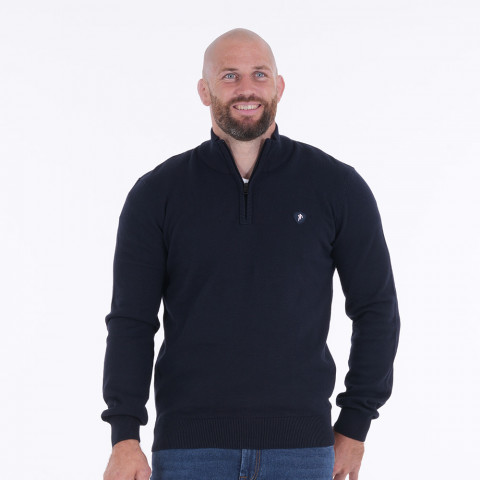 Pull demi-zip Ruckfield essentiel bleu marine