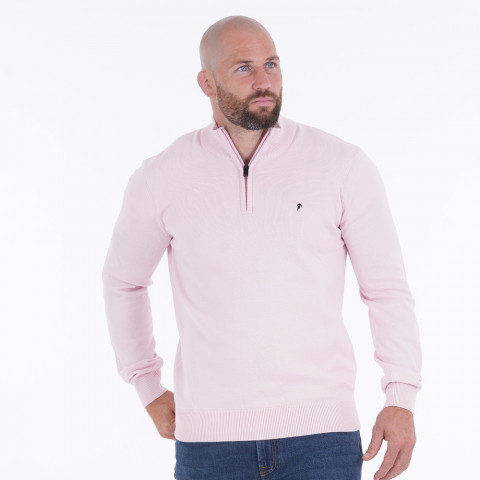 Pull demi-zip Ruckfield essentiel rose