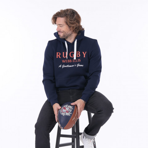 Sweat shirt capuche bleu marine Webb Ellis "Rugby Legend"