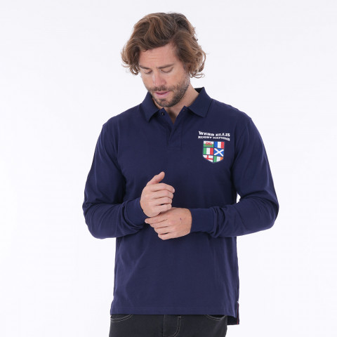 Polo à manches longues bleu marine Webb Ellis Rugby Nations