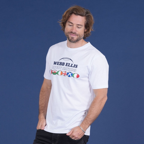 T-shirt à manches courtes Webb Ellis Rugby Nations blanc 