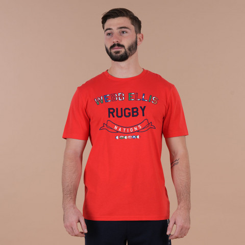 T-shirt à manches courtes Webb Ellis rugby nations rouge