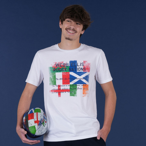 T-shirt à manches courtes Webb Ellis rugby nations blanc